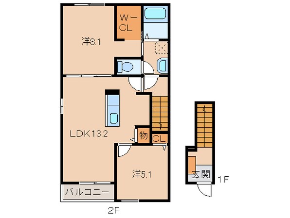 中松江駅 徒歩15分 2階の物件間取画像